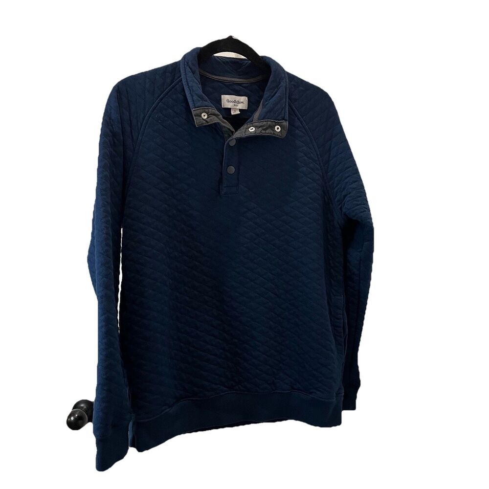Goodfellow & Co Men's Size M Quilted Snap Pullover Sweatshirt Blue Pockets